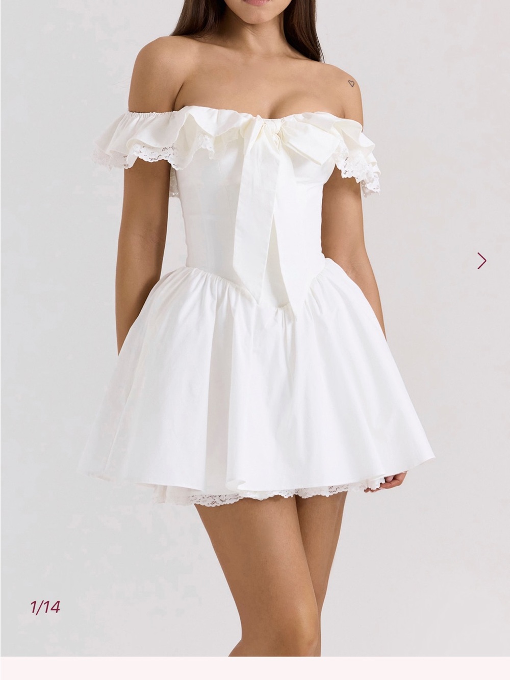 House of CB White Off-Shoulder Bow Mini Dress